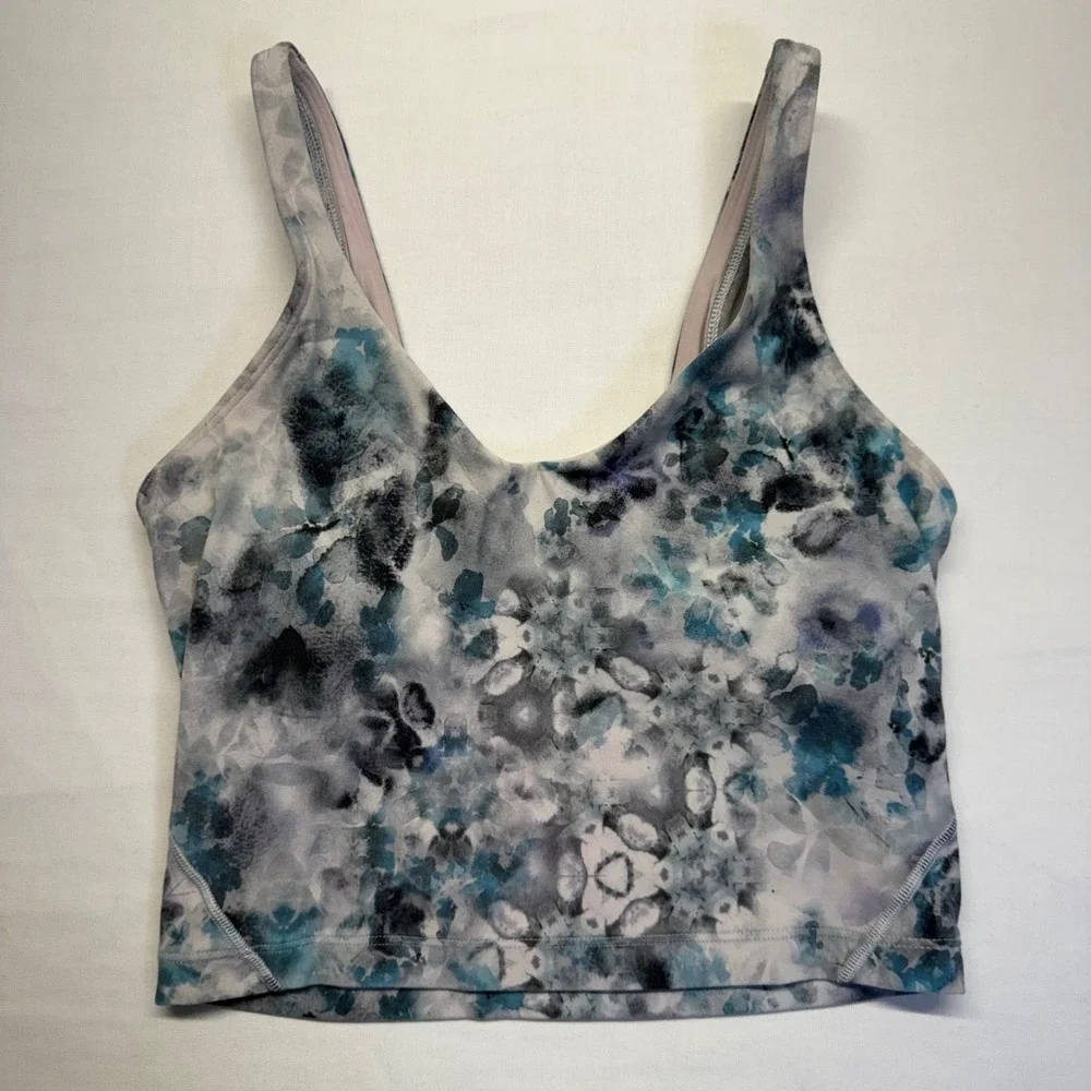 Lululemon Matching Set Kaleidoscope Marble Floral Align Leggings Longline Bra